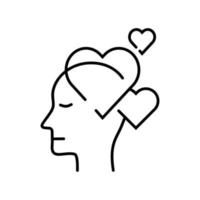 an icon illustration of human mind. a simple illustration representing mental health stuff suitable for ui ux design. an icon of a person with love. vector
