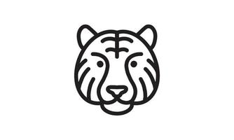 icono de línea de vector de tigre, arte de línea de vector de cabeza de animal, ilustración de animal aislado para logo desain