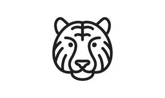 icono de línea de vector de tigre, arte de línea de vector de cabeza de animal, ilustración de animal aislado para logo desain