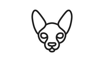 Sphynx cat vector line icon, animal head vector line art, isolated animal illustration for logo desain