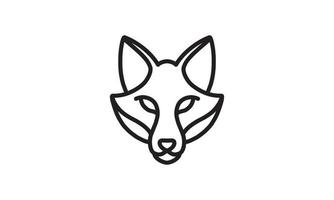 icono de línea de vector de zorro, arte de línea de vector de cabeza de animal, ilustración de animal aislado para logo desain