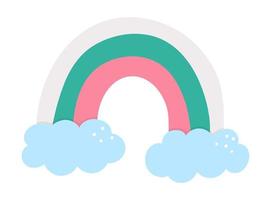 vector arco iris con nubes. símbolo del día de san valentín. elemento divertido con concepto de amor aislado sobre fondo blanco. juguetón icono de vacaciones de febrero