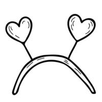 Head hoop with hearts. Vector illustration. linear hand doodle