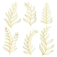 Gold twigs set isolated vector illustration