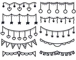 Set of hand drawn garlands isolated vector illustration
