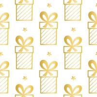 Gold gifts on white background seamless pattern vector