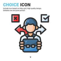 Choice icon vector with outline color style isolated on white background. Vector illustration selection sign symbol icon concept for business, finance, industry, company, web, apps, ui, ux and project