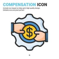 Compensation icon vector with outline color style isolated on white background. Vector illustration wage, salary sign symbol icon concept for business, finance, industry, company, app, web and project