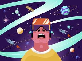 realidad virtual en el espacio. ilustración vectorial. tecnología moderna vector