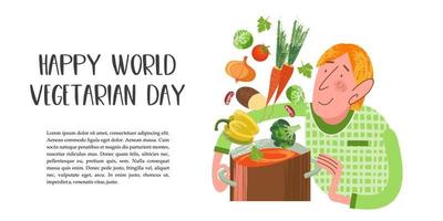 Happy world vegetarian day. Vector illustration with hand drawn unique textures.