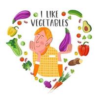 Happy world vegetarian day. Vector illustration with hand drawn unique textures.