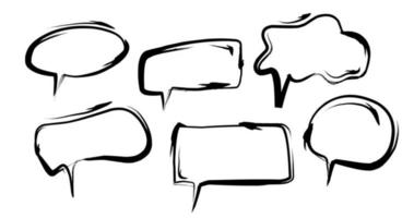 talk clounds set hand drawn with brush pen vector