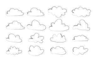 cloud set in hand drawn doodle sketch style vector