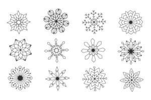 hermosa colección de copos de nieve, diseño festivo de vectores navideños de símbolos únicos de invierno