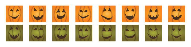 halloween pumpkin face jack-o-lantern greeting cards vector