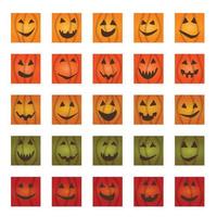 halloween cartoon pumpkin face social media post template vector