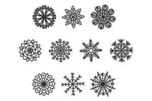 cute snowflake big set christmas design for winter holidays vector