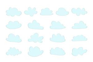 hand drawn cloud set in cartoon naive style vector