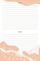 to do list planner template with hand drawn trendy organic shapes and floral botanical element vector