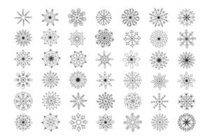 beautiful snowflakes collection, festive christmas vector design of unique winter symbols