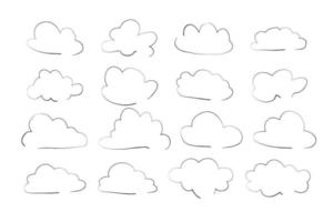 cloud set in hand drawn doodle sketch style vector