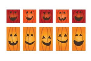 halloween pumpkin face jack-o-lantern greeting cards vector