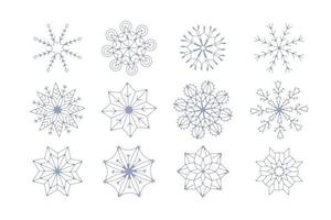 set of unique winter snowflakes christmas vector design for brochure banner card sticker