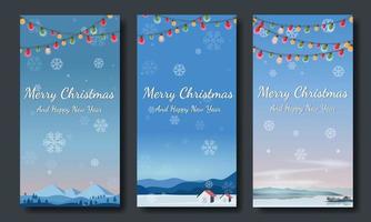 tarjetas de felicitación de feliz navidad, concepto de paisaje de saludo vector