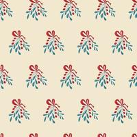 Seamless festive pattern of mistletoe branches vector