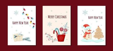 Cute set of postcards for the New Year holidays vector