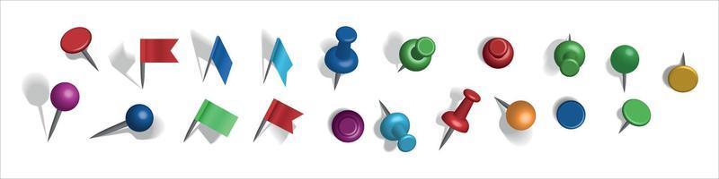 Set of push pins in different colors vector