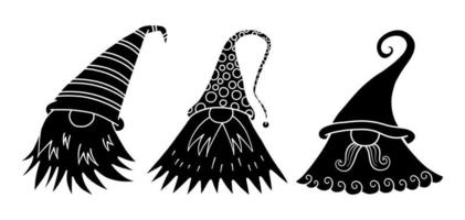 Funny Big Beard Silhouette Garden Gnomes vector