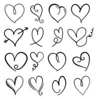 Hand Drawn Doodle Love Heart Shapes vector