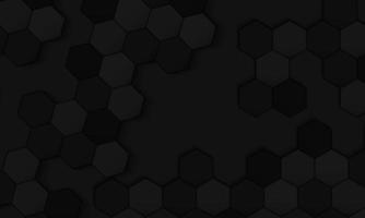 Fondo negro abstracto con forma hexagonal y sombra profunda y textura, concepto de fondo de lujo. Adecuado para varios diseños de fondo, plantillas, pancartas, carteles, presentaciones, etc. vector