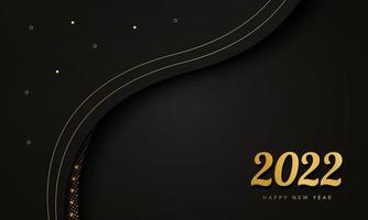 Feliz año nuevo fondo, fondo de oro 2022 con elemento dorado y brillo, concepto de fondo de lujo. Adecuado para varios diseños de fondo, plantillas, pancartas, carteles, presentaciones, etc. vector