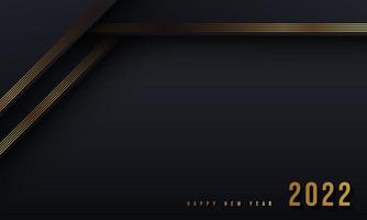 Happy new 2022 year Elegant gold background gold line, deep shadow and light. Minimalistic text template vector