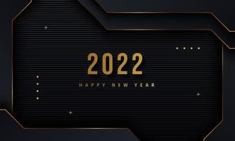 Happy new 2022 year Elegant gold background gold line, deep shadow and light. Minimalistic text template vector
