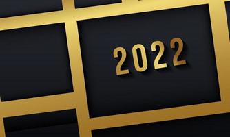 Happy new 2022 year Elegant gold background gold line, deep shadow and light. Minimalistic text template vector