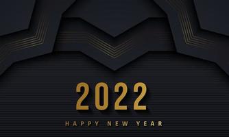 Happy new 2022 year Elegant gold background gold line, deep shadow and light. Minimalistic text template vector
