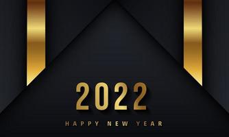 Happy new 2022 year Elegant gold background gold line, deep shadow and light. Minimalistic text template vector