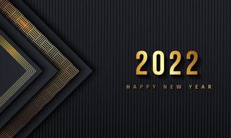 Happy new 2022 year Elegant gold background gold line, deep shadow and light. Minimalistic text template vector