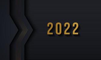 Happy new 2022 year Elegant gold background gold line, deep shadow and light. Minimalistic text template vector