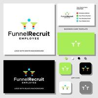 Funnel and human resource logo design with business card template. vector