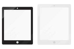 Black and white tablet pc mockups with blank screens. Responsive screens to display mobile web site design. vector