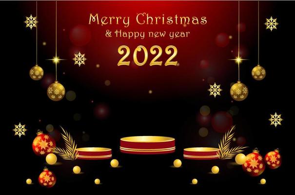 christmas background with golden podium for product display end year sale