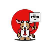 Cute goat holding world aids day sign vector