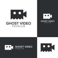 plantilla de vector de icono de logotipo de video fantasma