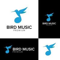 plantilla de vector de icono de logotipo de música de pájaro