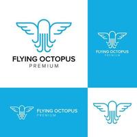 plantilla de vector de icono de logotipo de pulpo volador