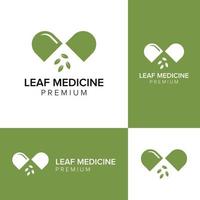 leaf medicine logo icon vector template